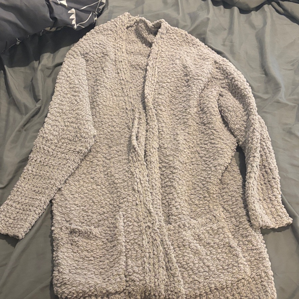 Cozy Gray Textured Cardigan